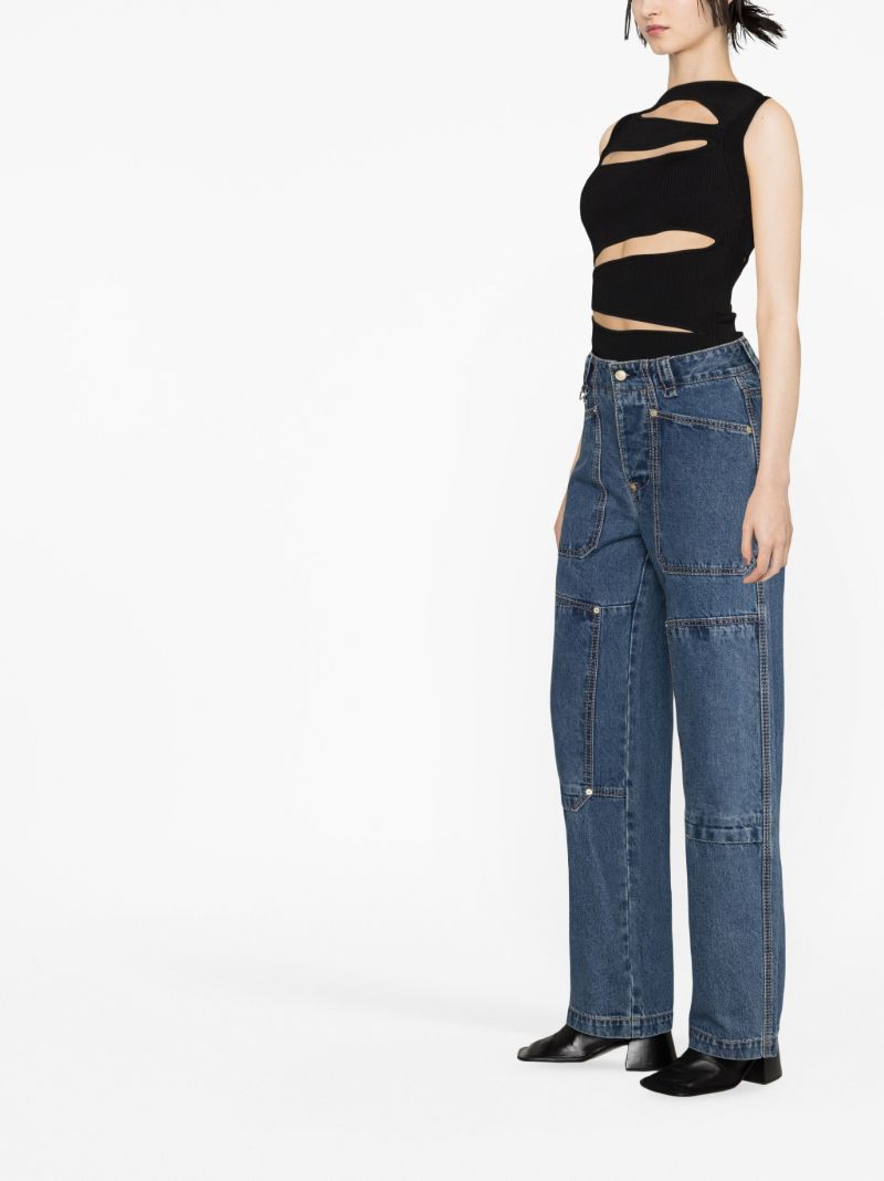 Blue Panelled Straight-leg Jeans