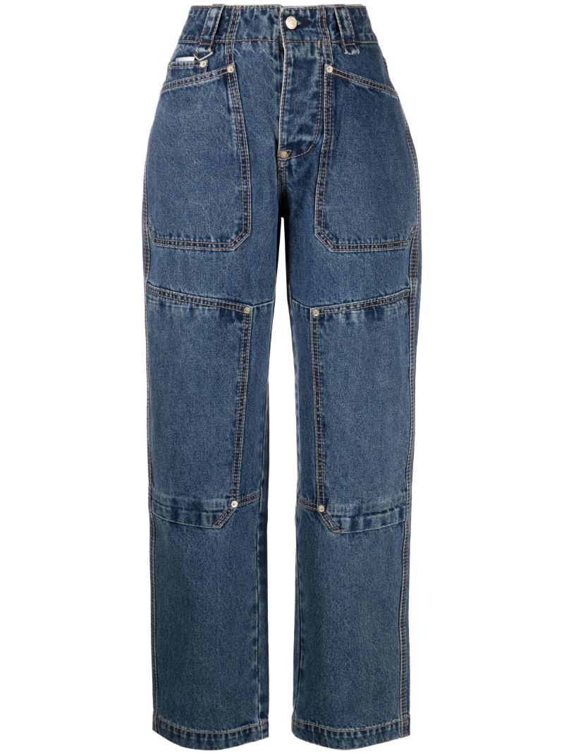 Blue Panelled Straight-leg Jeans