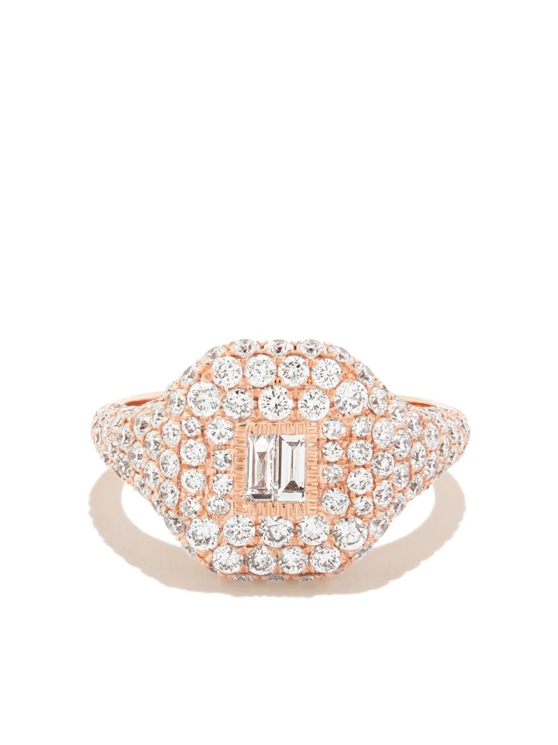 18k Rose Gold Diamond Signet Ring