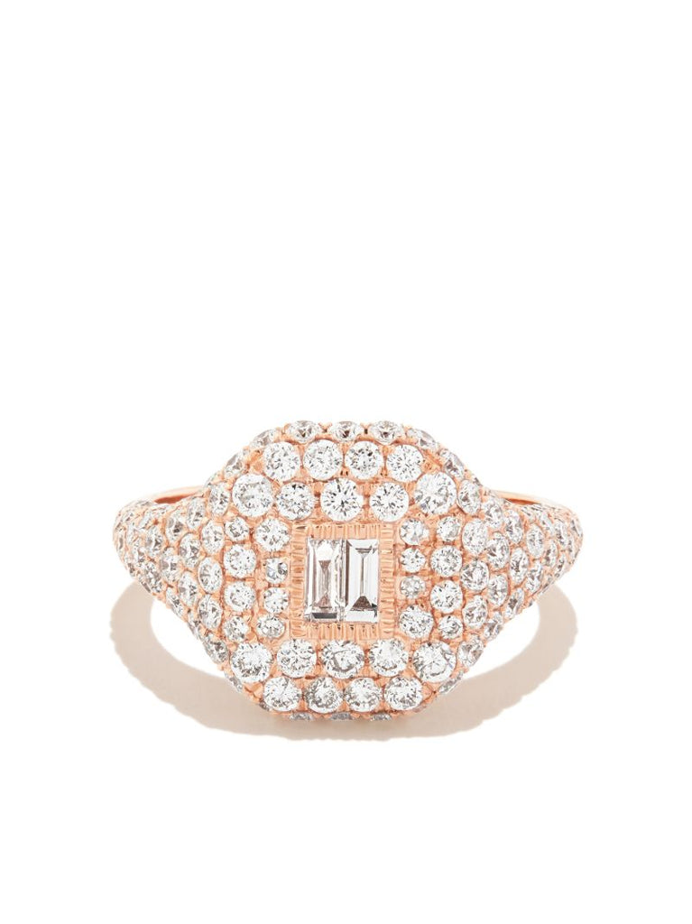 18k Rose Gold Diamond Signet Ring