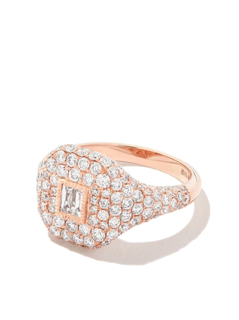 18k Rose Gold Diamond Signet Ring