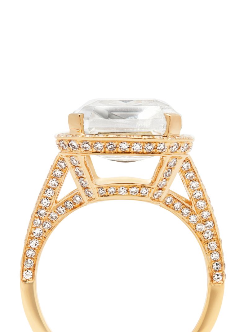 18k Yellow Gold Portrait Topaz Diamond Ring