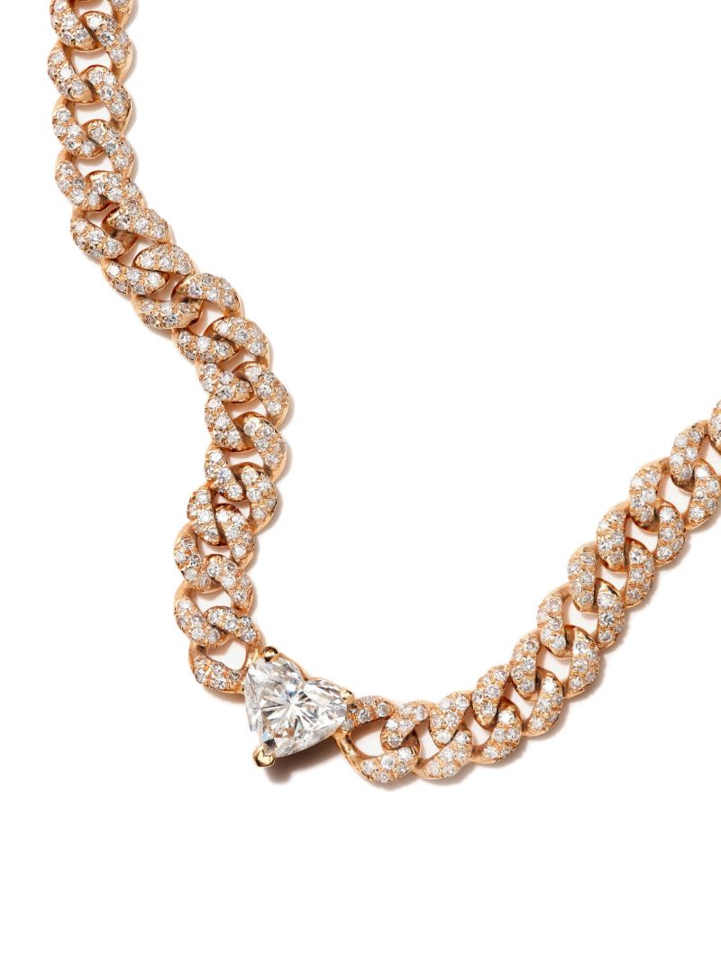 18k Yellow Gold Heart Diamond Chain Necklace