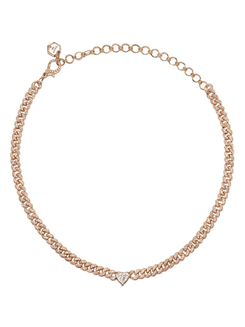 18k Yellow Gold Heart Diamond Chain Necklace