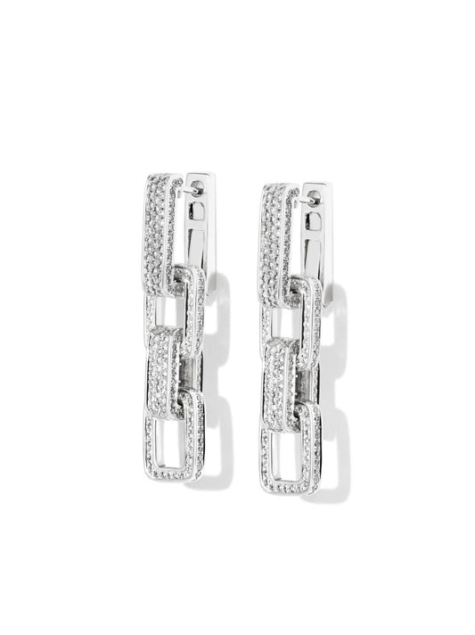 18k White Gold Diamond Triple Deco Link Earrings