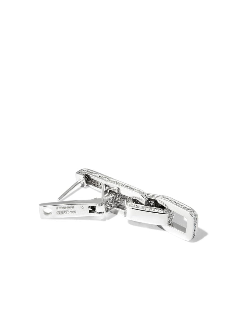 18k White Gold Diamond Triple Deco Link Earrings