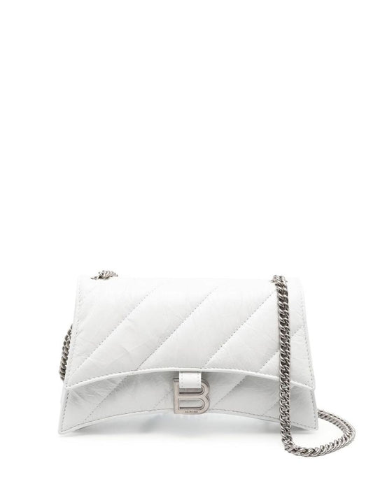 White Small Crush Quilted Shoulder Bag