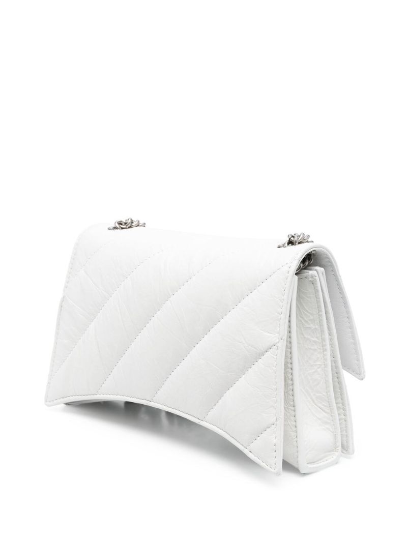 White Small Crush Quilted Shoulder Bag