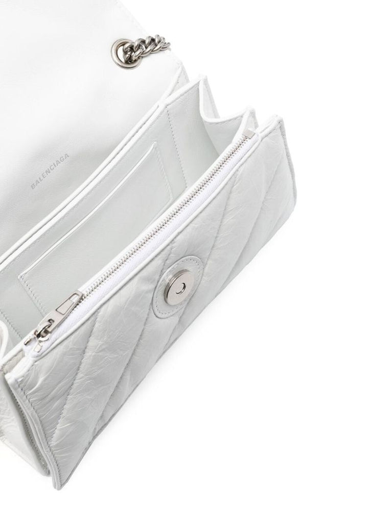 White Small Crush Quilted Shoulder Bag