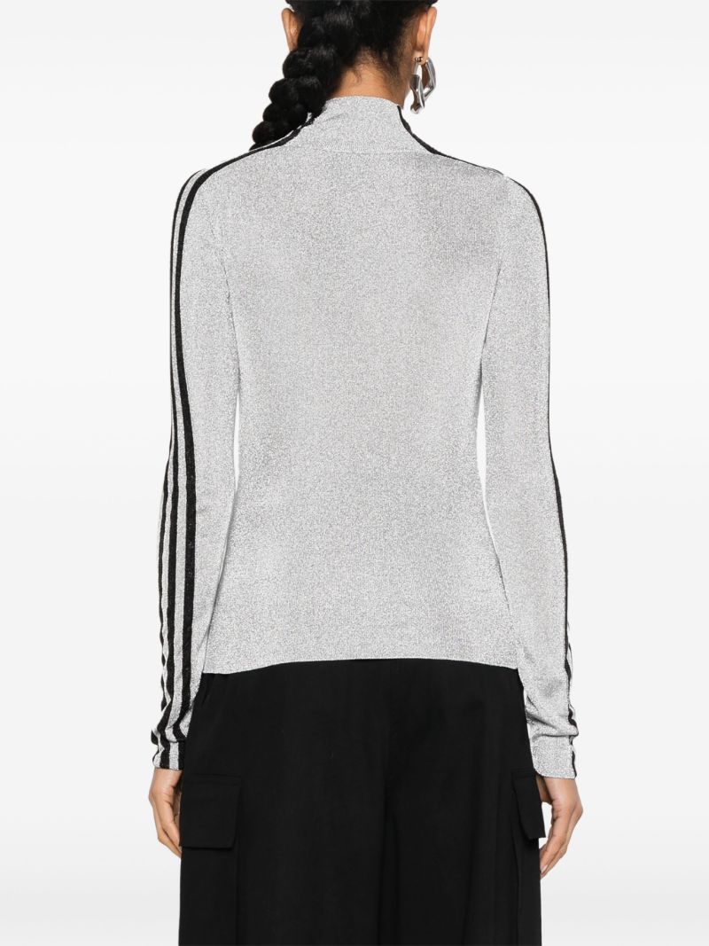X Adidas Grey Logo Embroidery 3-stripe Lurex T-shirt