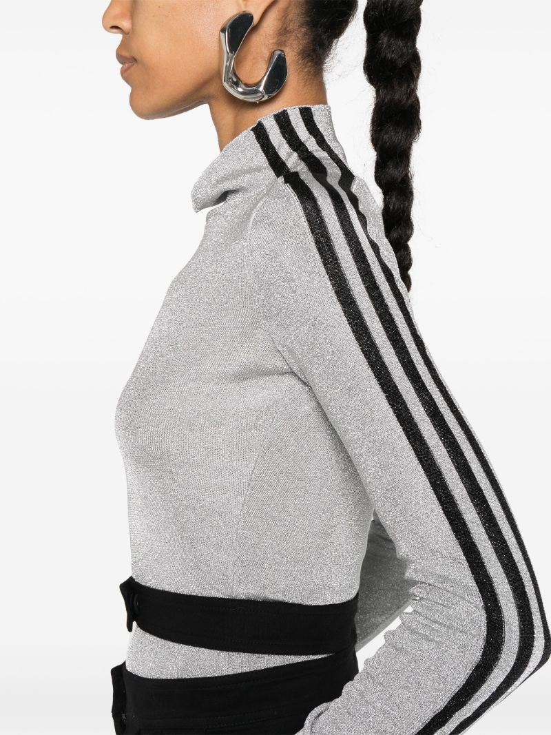 X Adidas Grey Logo Embroidery 3-stripe Lurex T-shirt