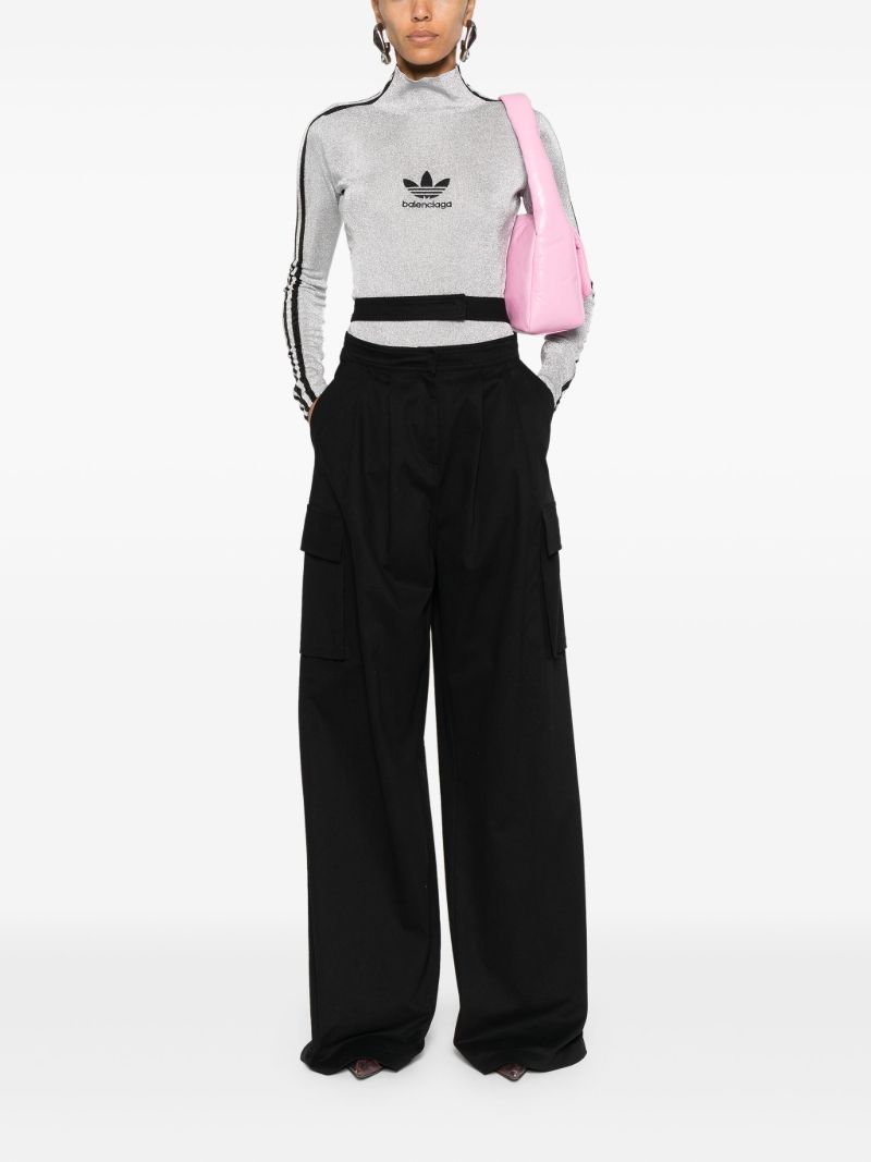 X Adidas Grey Logo Embroidery 3-stripe Lurex T-shirt
