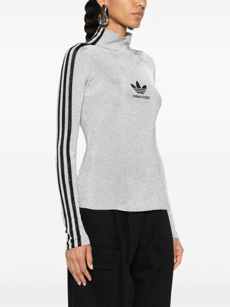 X Adidas Grey Logo Embroidery 3-stripe Lurex T-shirt