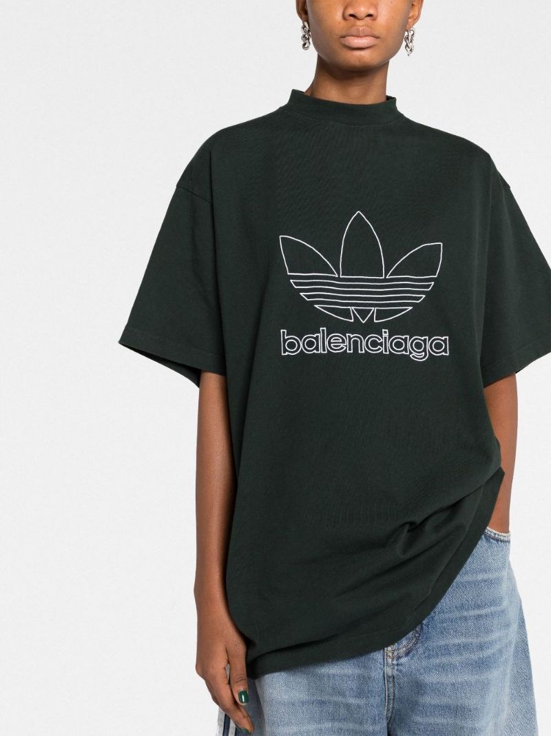 X Adidas Green Trefoil Logo Oversized T-shirt