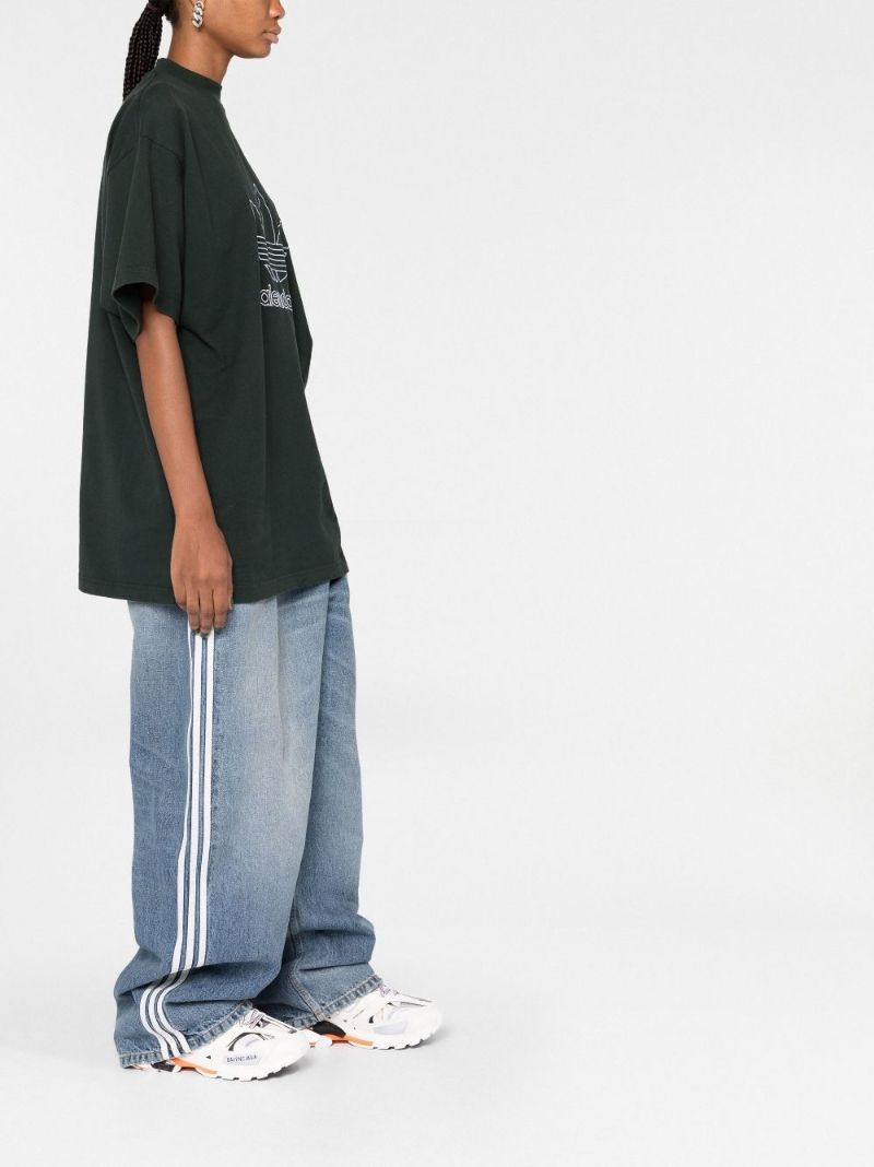 X Adidas Green Trefoil Logo Oversized T-shirt