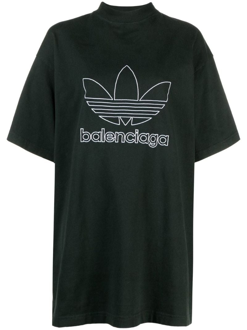 X Adidas Green Trefoil Logo Oversized T-shirt