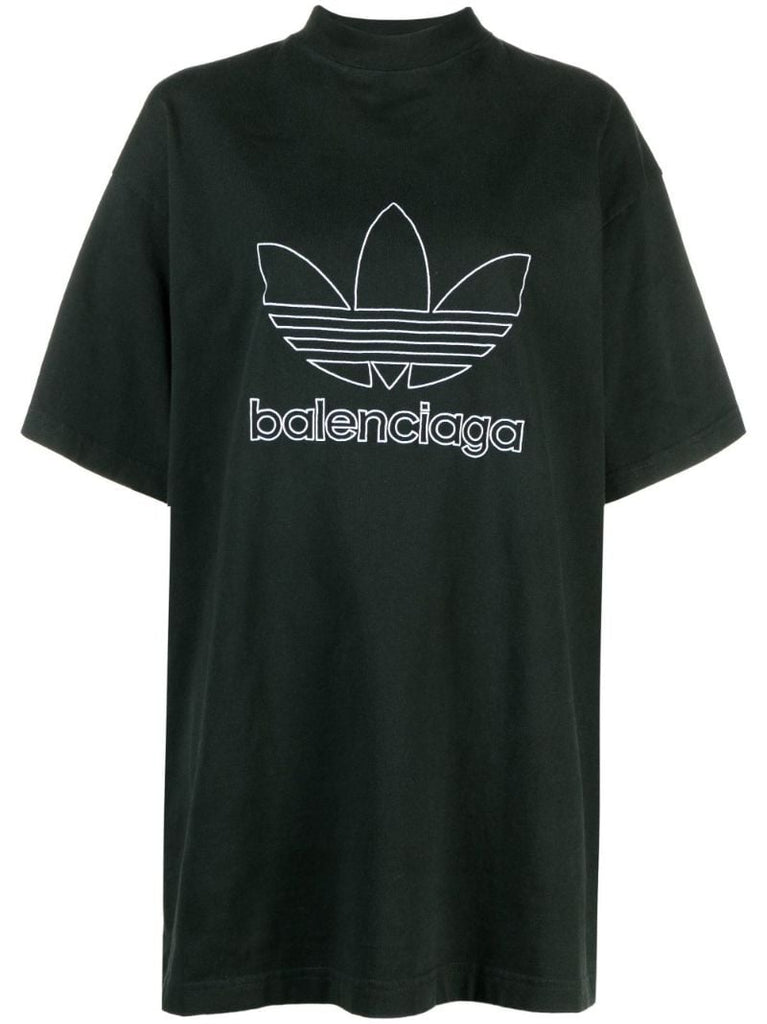 X Adidas Green Trefoil Logo Oversized T-shirt