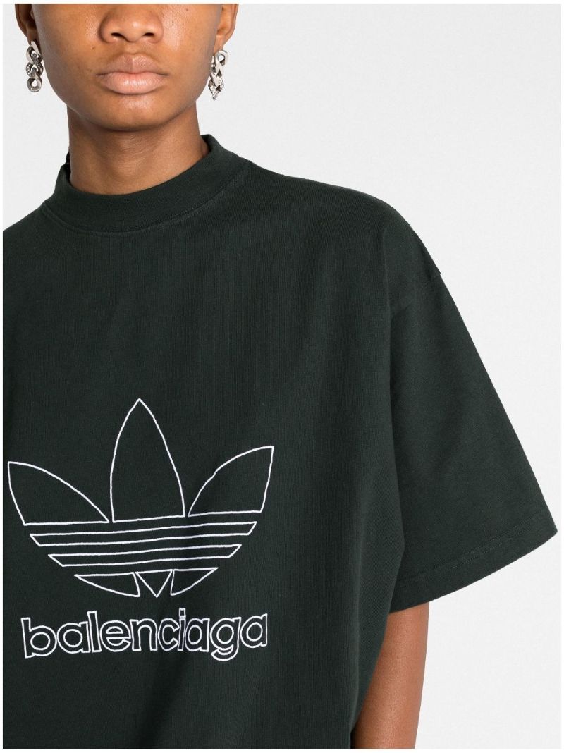 X Adidas Green Trefoil Logo Oversized T-shirt