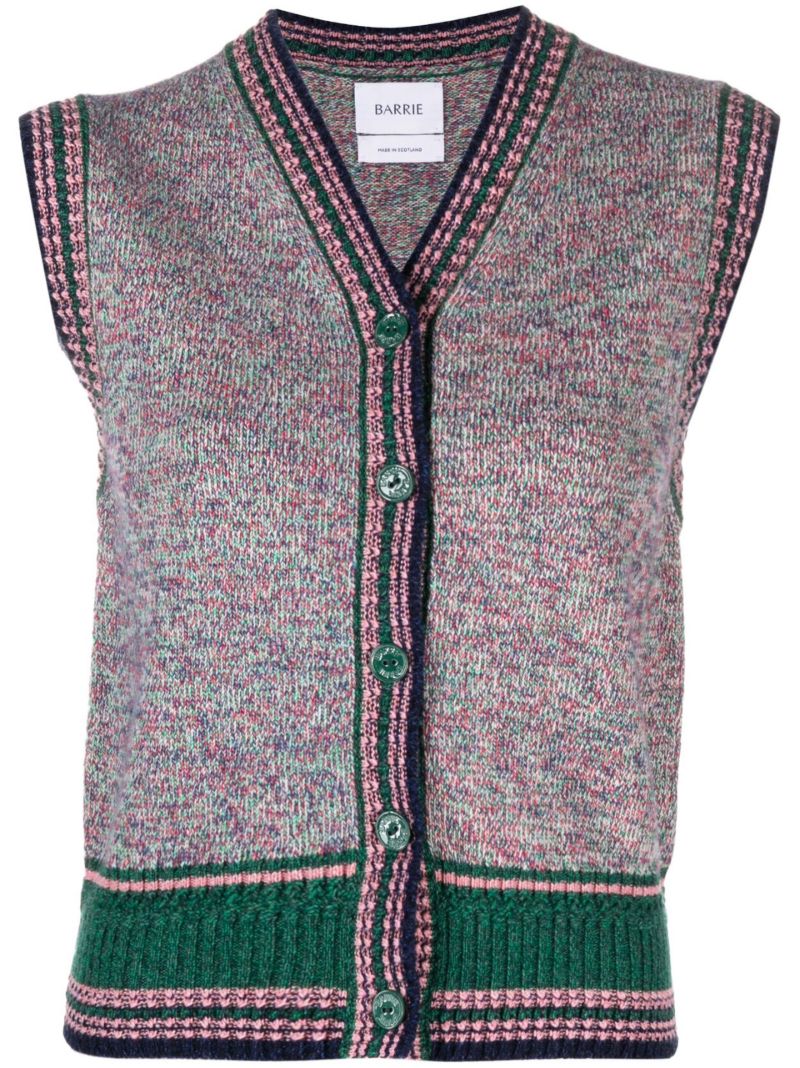 Pink V-neck Sleeveless Cashmere Cardigan