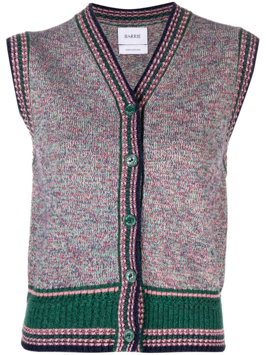 Pink V-neck Sleeveless Cashmere Cardigan