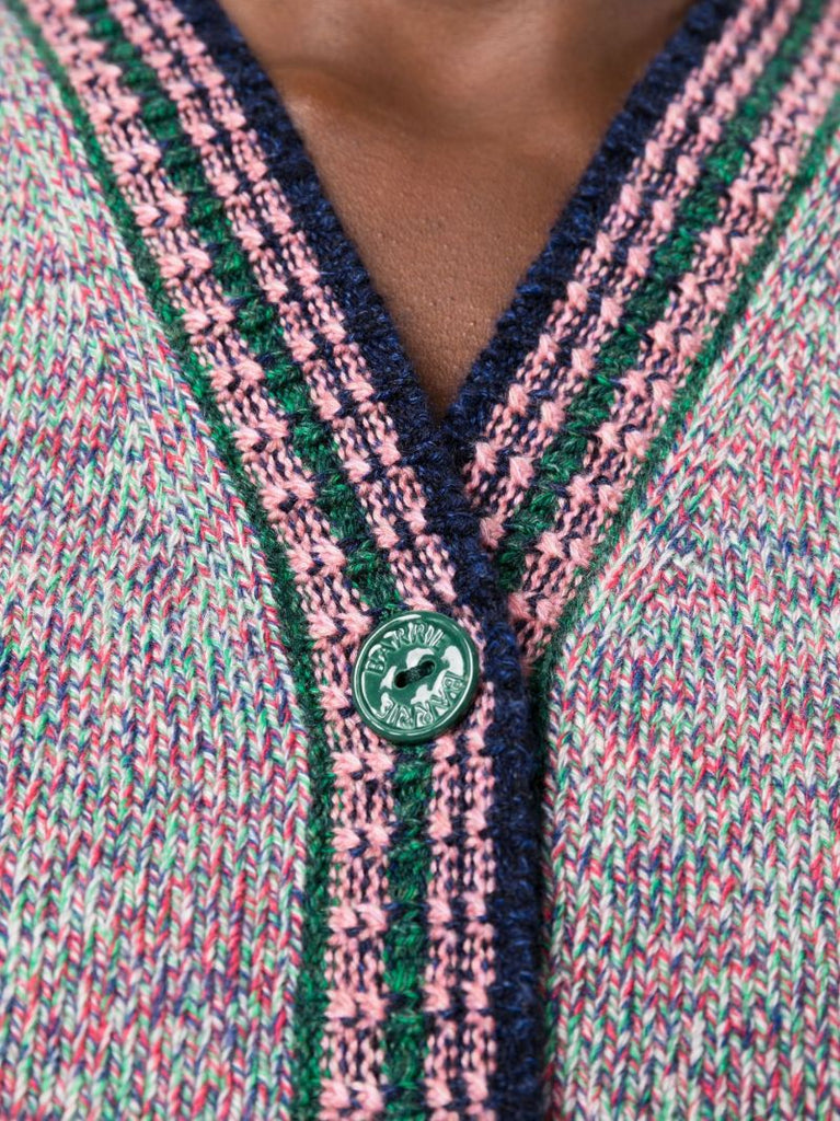 Pink V-neck Sleeveless Cashmere Cardigan