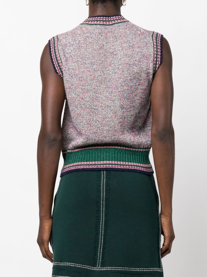 Pink V-neck Sleeveless Cashmere Cardigan