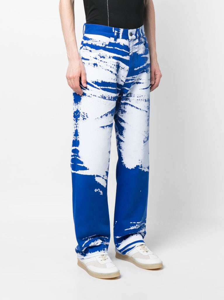 Blue Graphic Print Denim Jeans