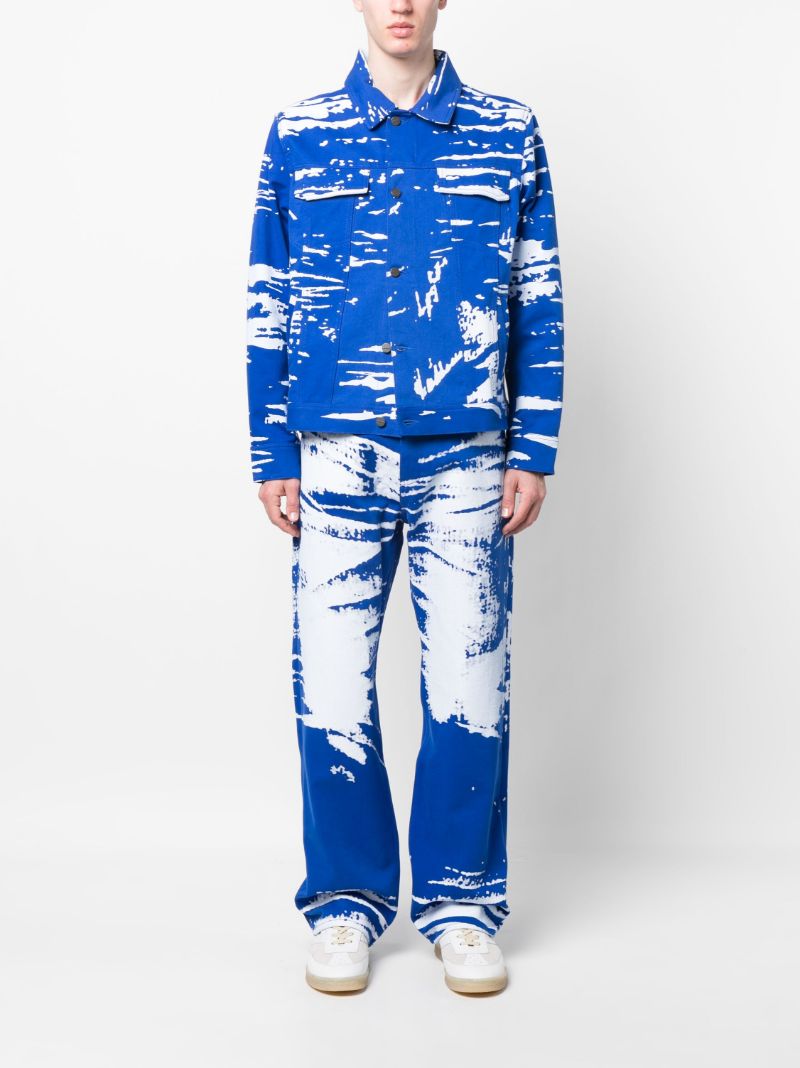 Blue Graphic Print Denim Jeans