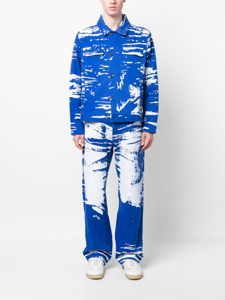 Blue Graphic Print Denim Jeans