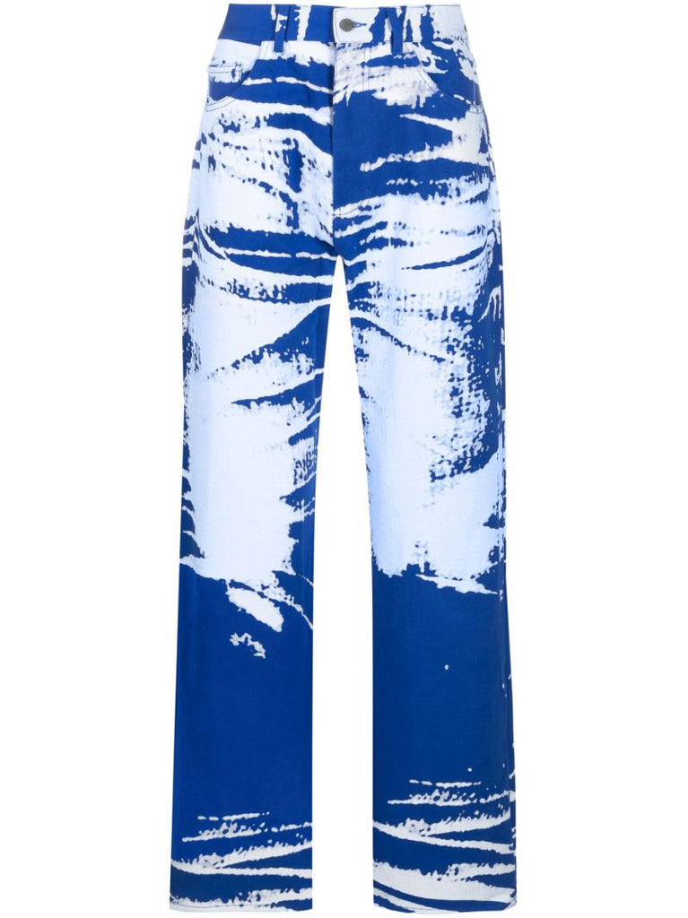 Blue Graphic Print Denim Jeans