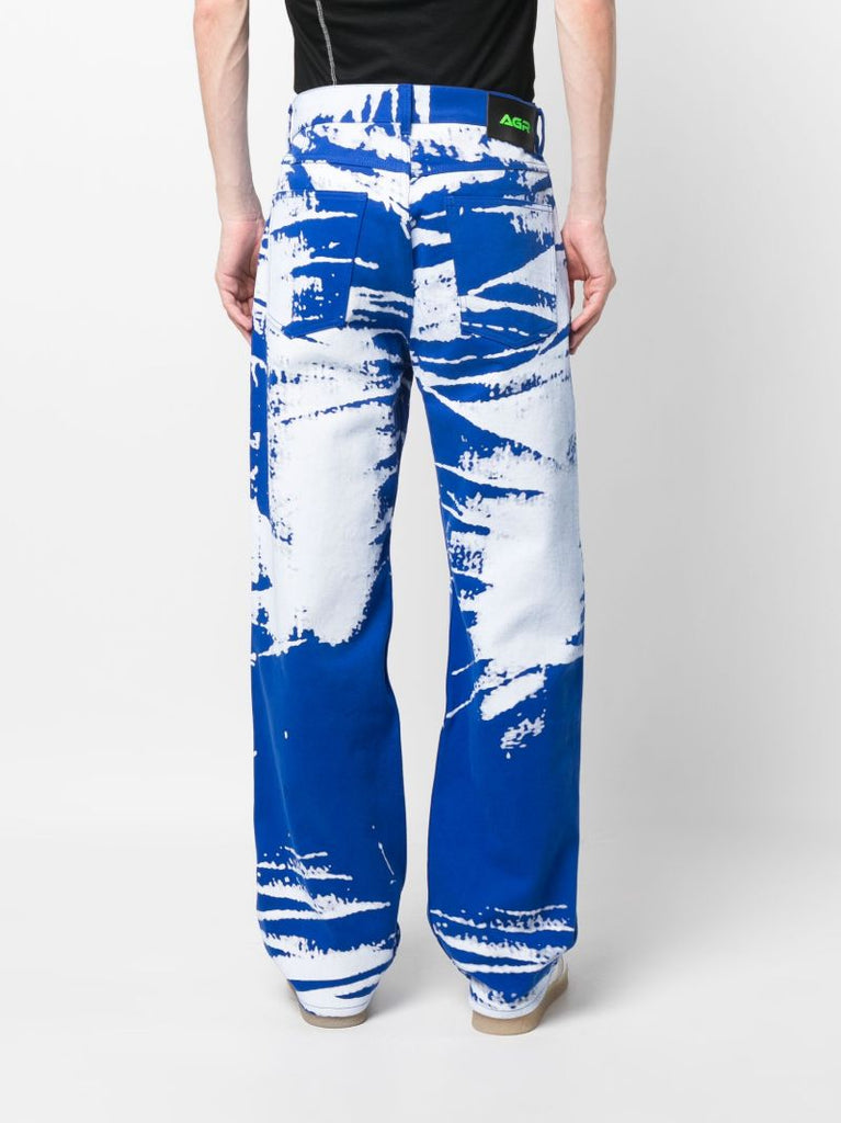 Blue Graphic Print Denim Jeans