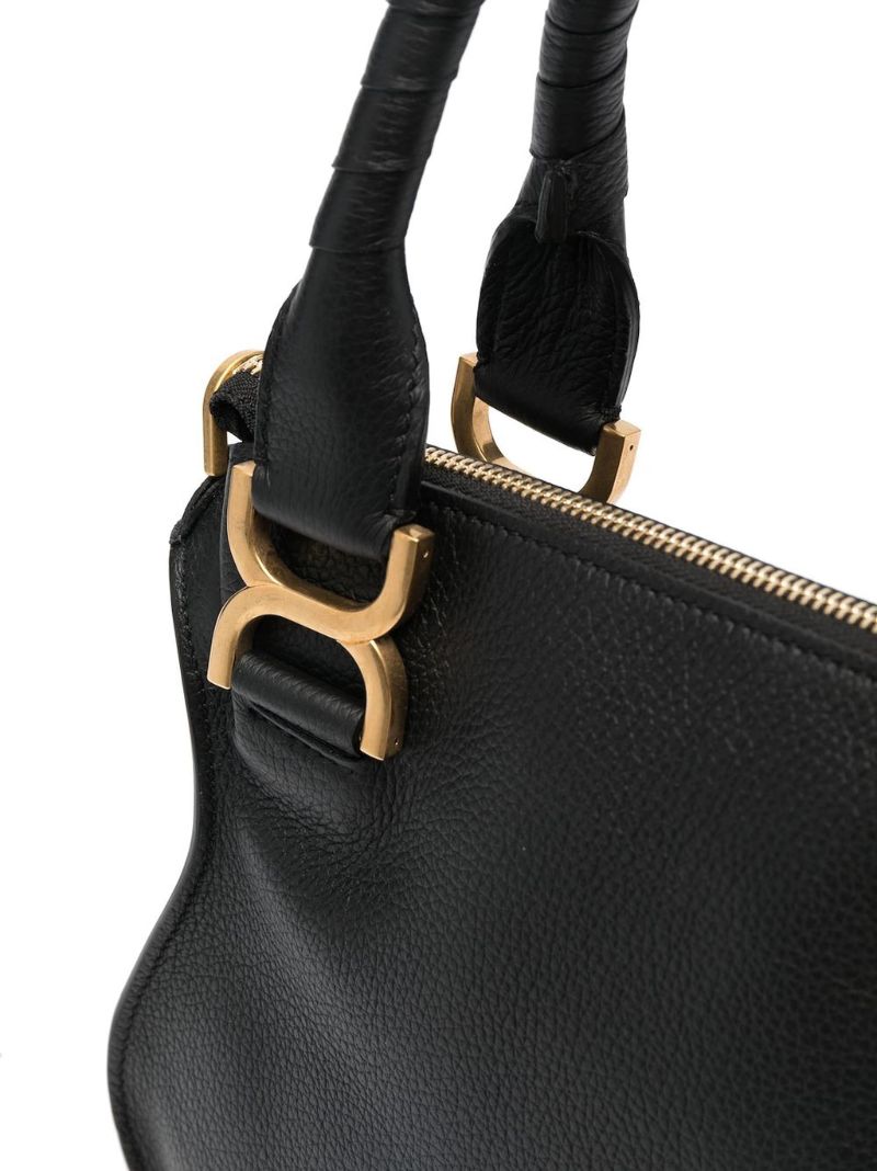 Black Marcie Small Leather Tote Bag