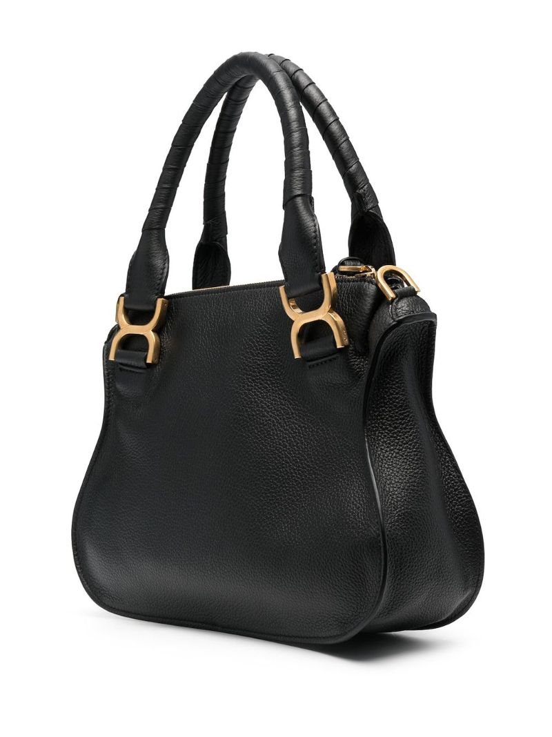 Black Marcie Small Leather Tote Bag