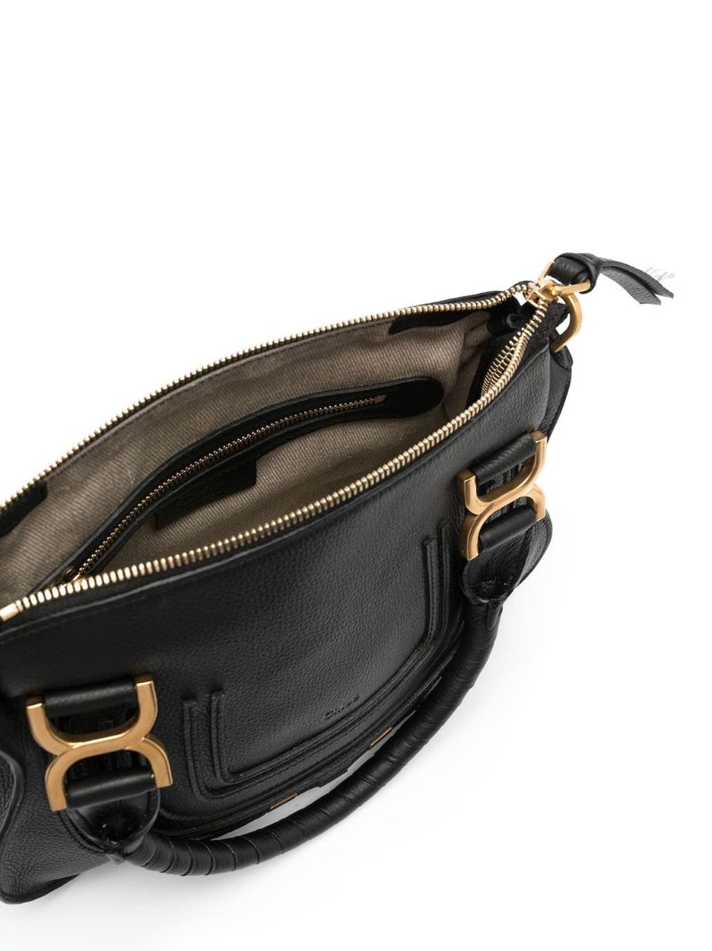 Black Marcie Small Leather Tote Bag