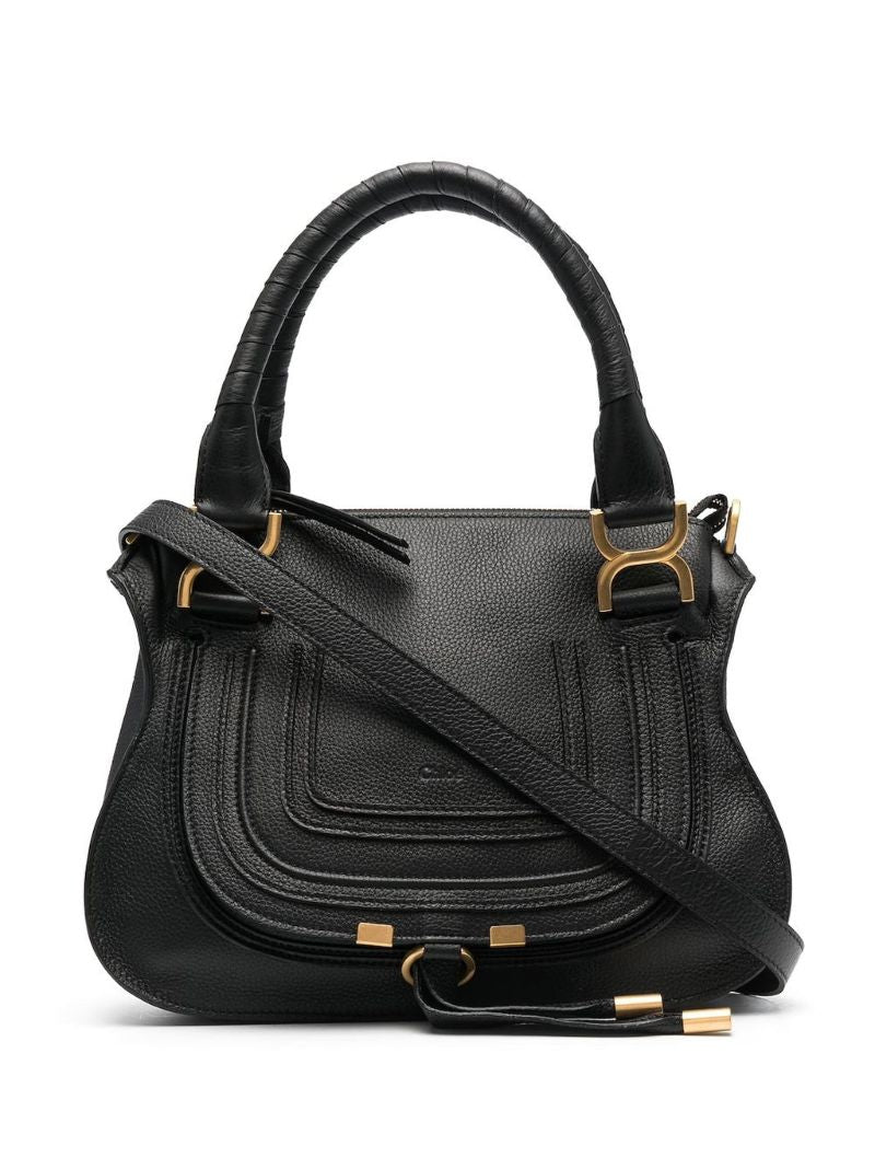 Black Marcie Small Leather Tote Bag