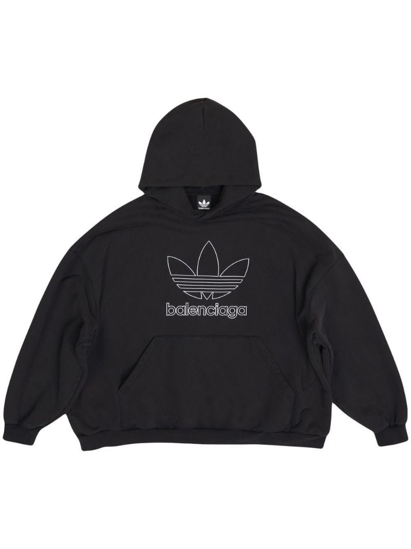 X Adidas Black Logo Print Cotton Hoodie