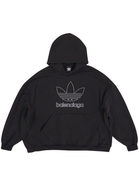 X Adidas Black Logo Print Cotton Hoodie
