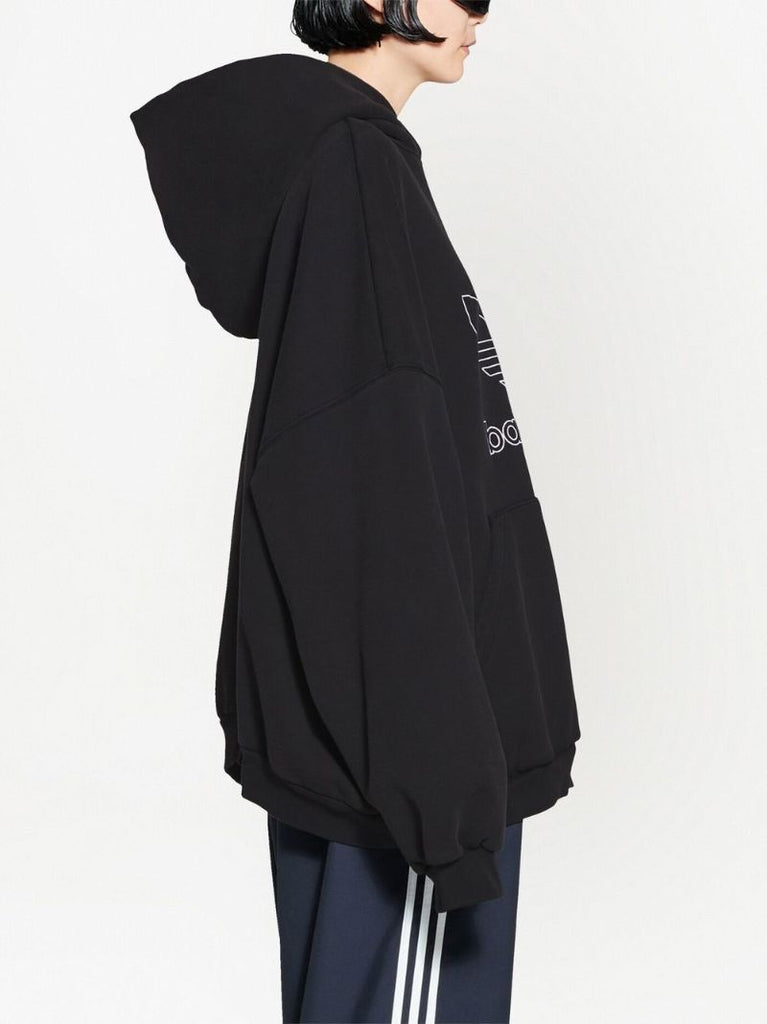 X Adidas Black Logo Print Cotton Hoodie
