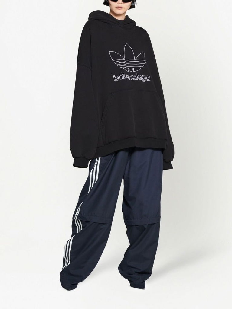 X Adidas Black Logo Print Cotton Hoodie