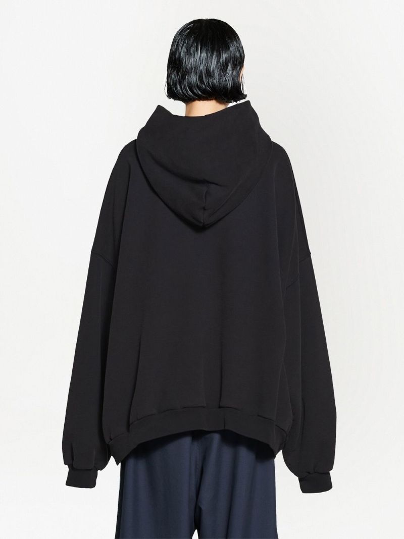 X Adidas Black Logo Print Cotton Hoodie