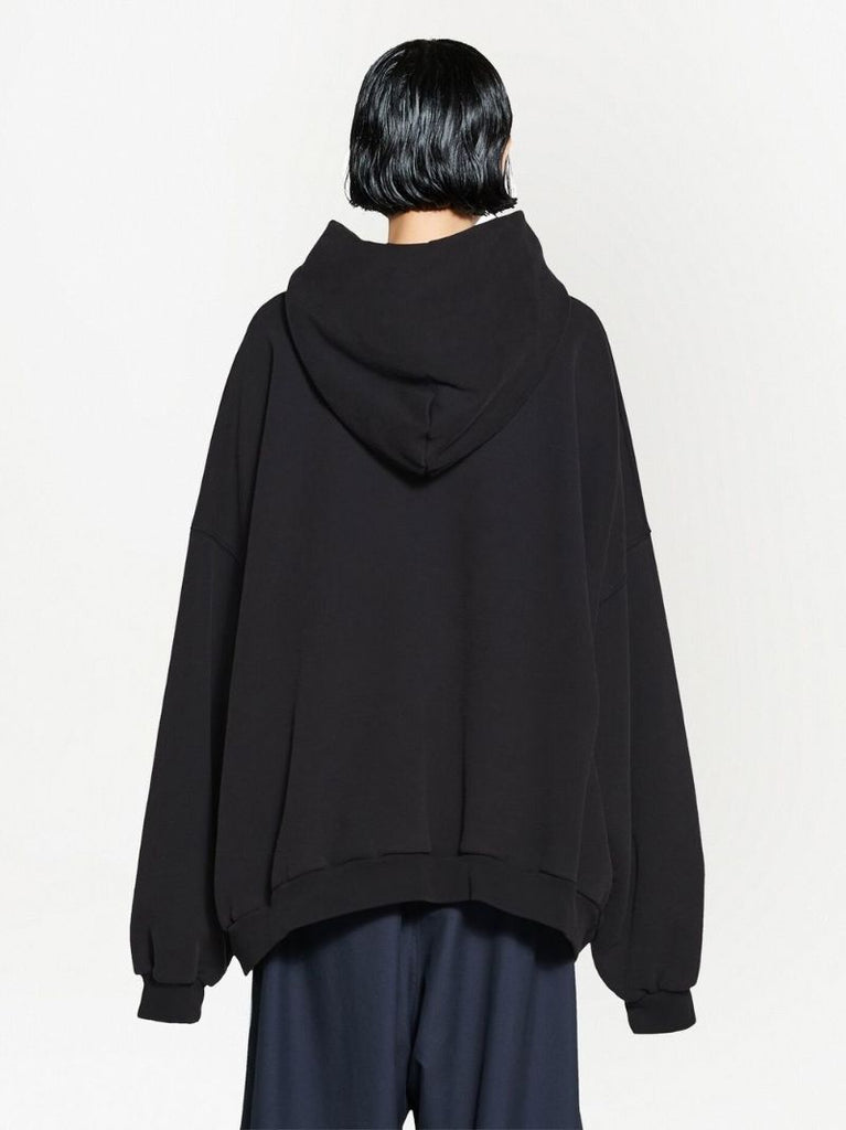 X Adidas Black Logo Print Cotton Hoodie