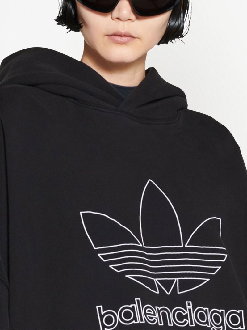 X Adidas Black Logo Print Cotton Hoodie