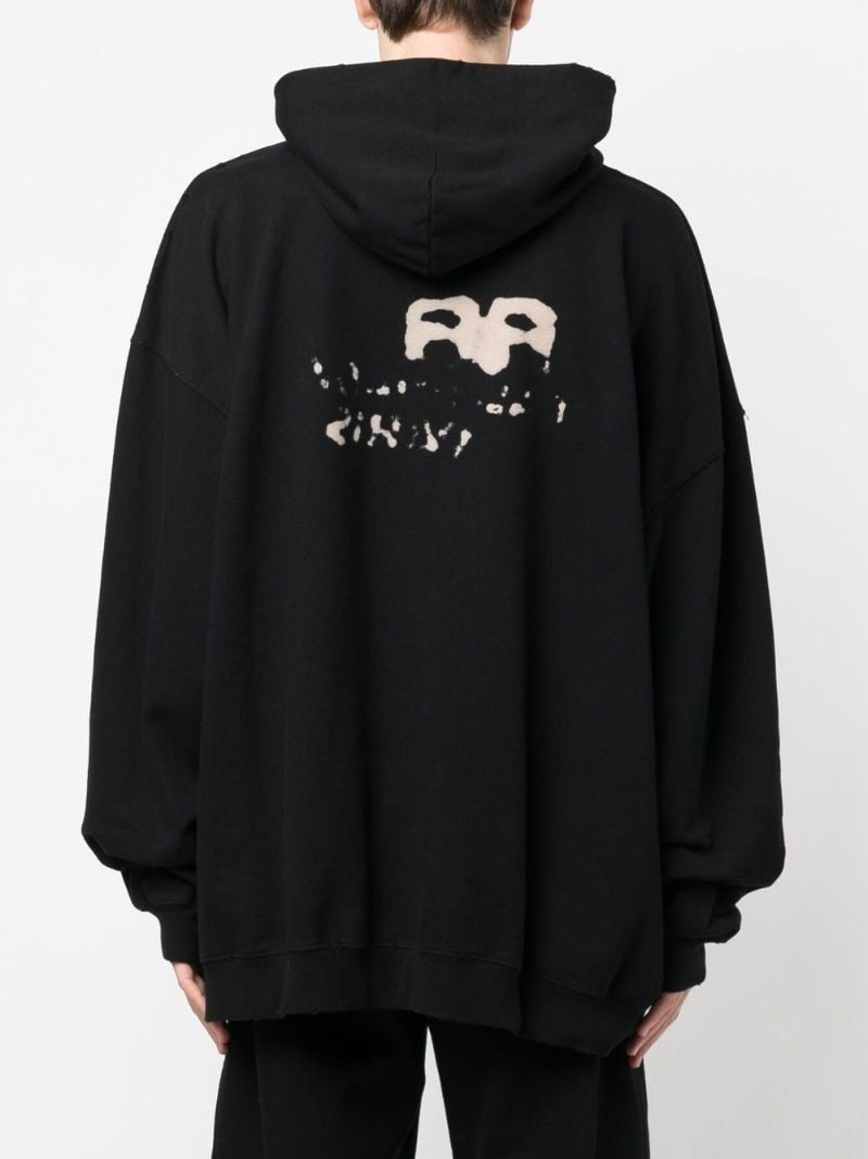 Black Logo Print Cotton Hoodie