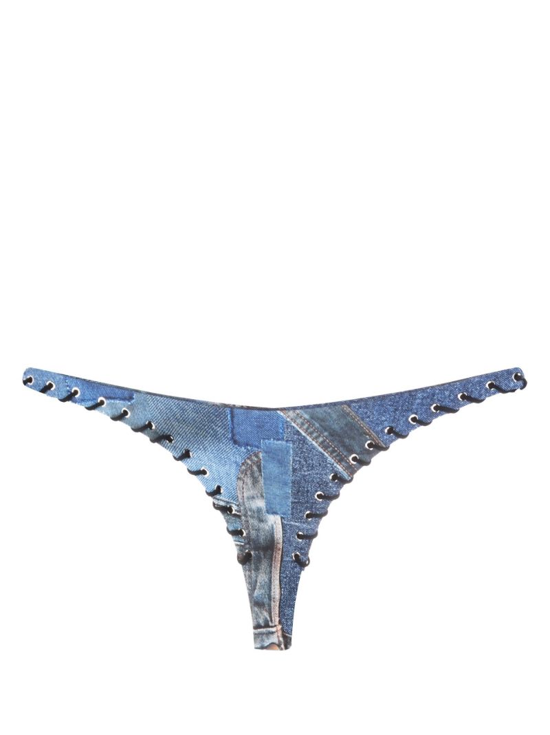 Blue Rio Denim Print Bikini Bottoms