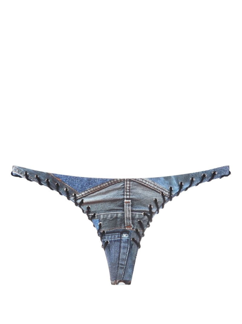 Blue Rio Denim Print Bikini Bottoms