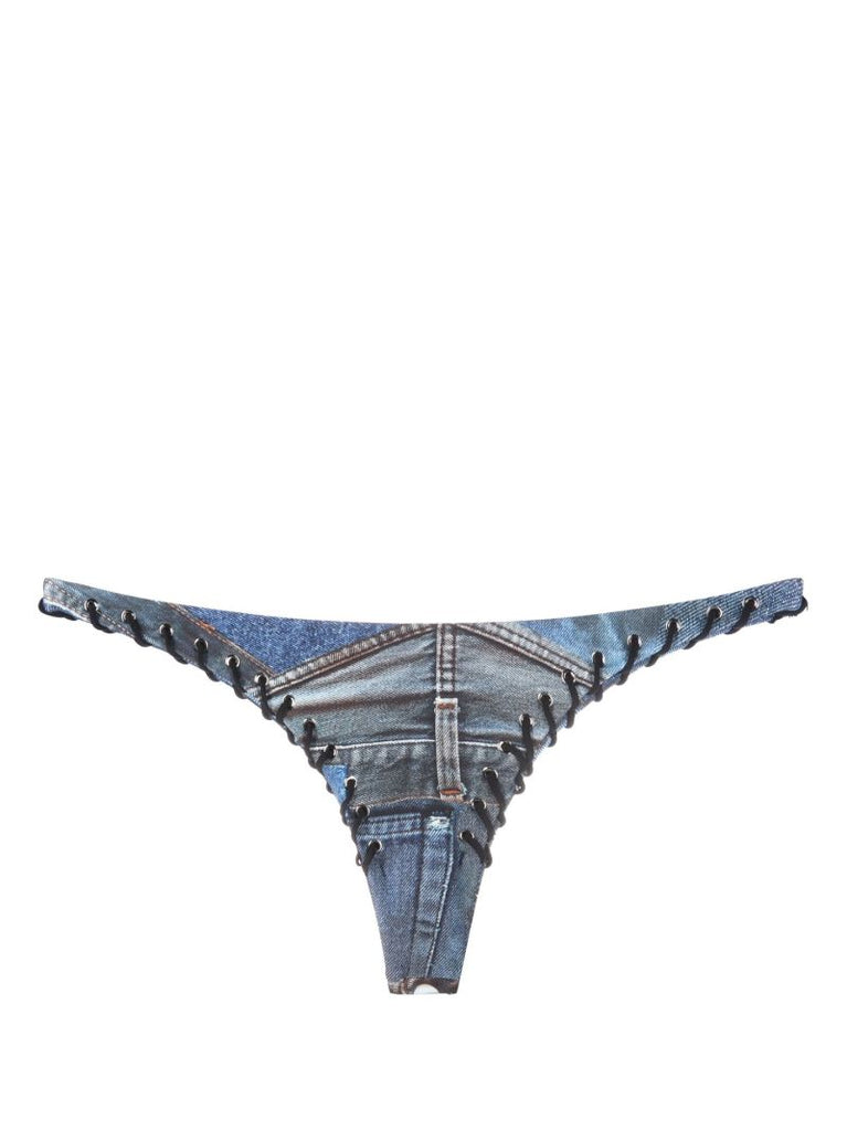 Blue Rio Denim Print Bikini Bottoms