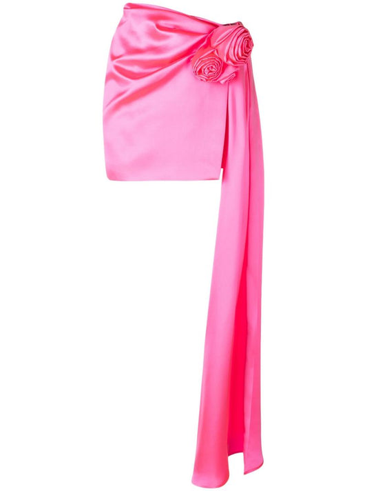 Pink Silk Draped Skirt