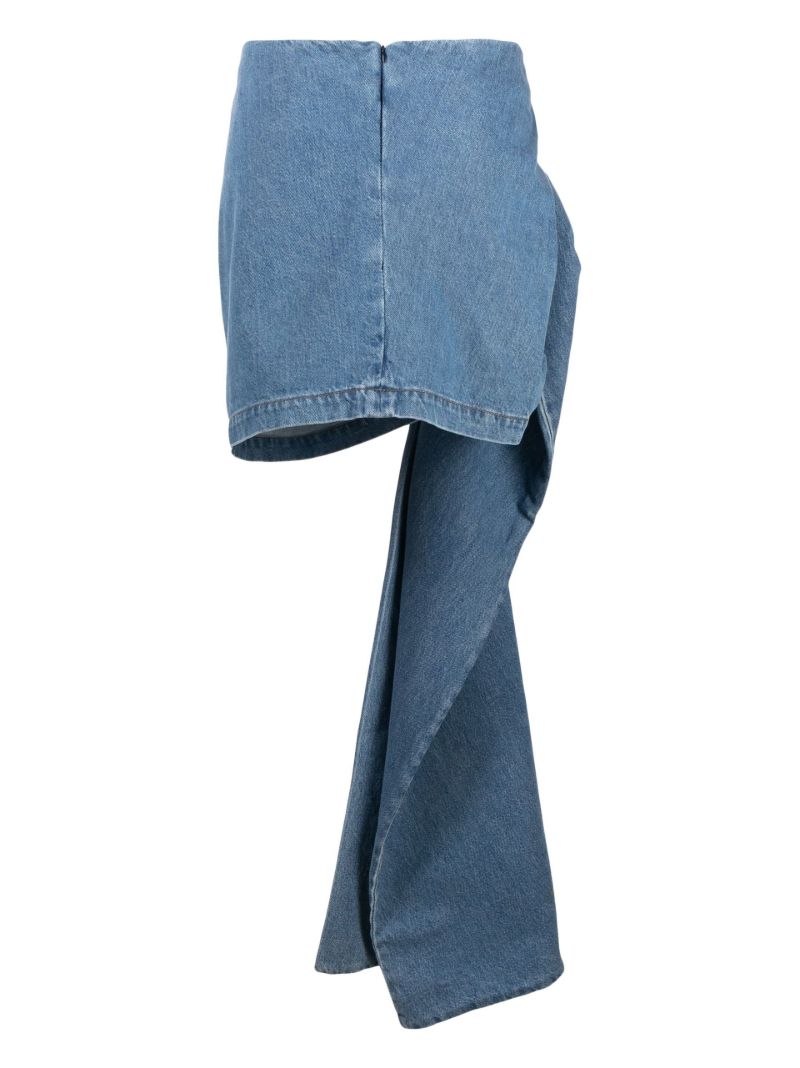 Blue Floral AppliquÃ_x0083_Â© Denim Skirt