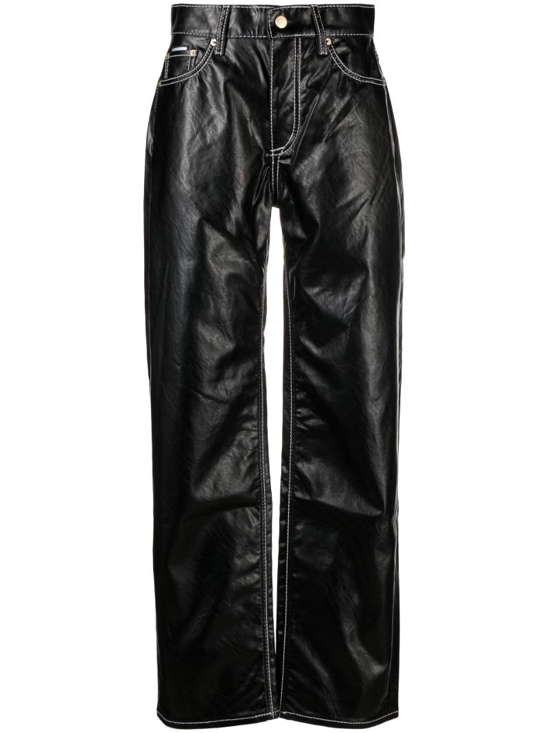 Black Benz Faux Leather Trousers