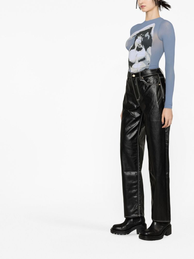Black Benz Faux Leather Trousers